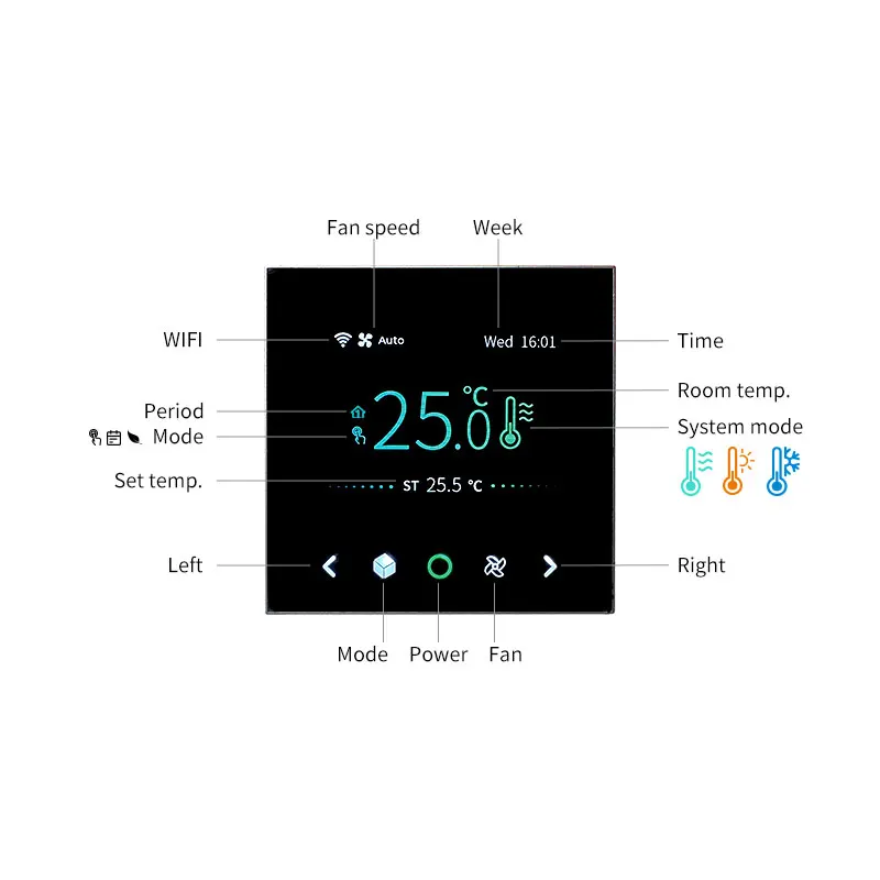 Digital Programmable Smart Wifi Thermostat Smart Fan Coil Thermostat