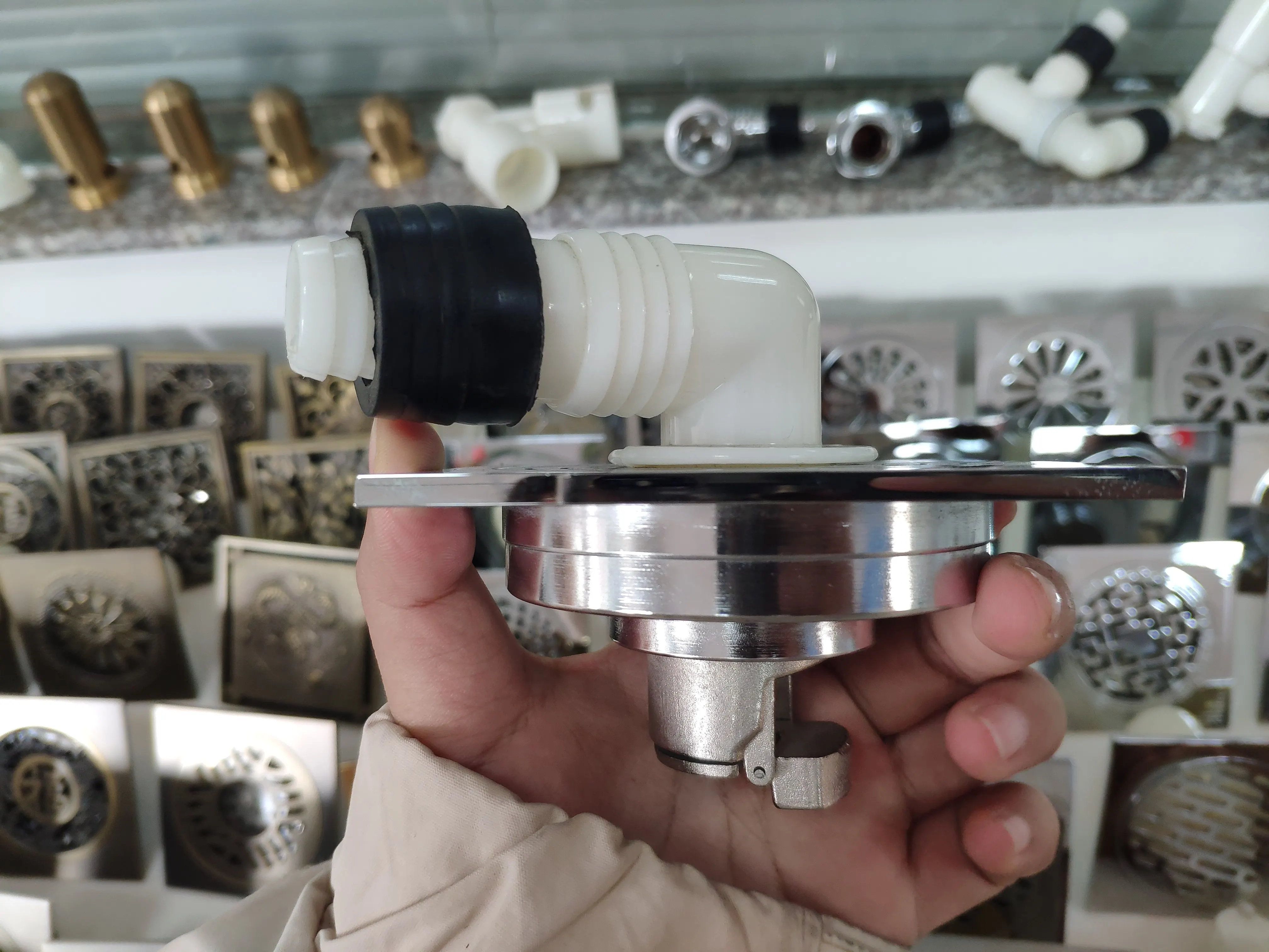 4 Inch Square Shower Floor Drain with Tile Insert Invisible Grate Cover Strainer Brushed Bathroom floor Drain