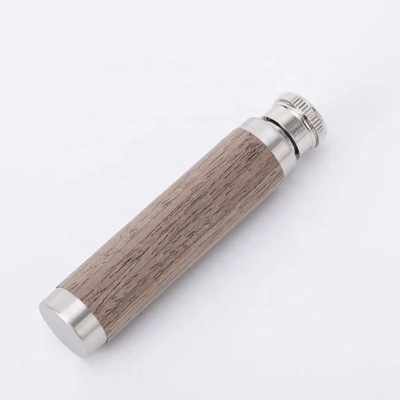 Laser engraved personalized flasks portable outdoor bamboo wooden flask polished stainless steel wine tube cigar tube bottle
