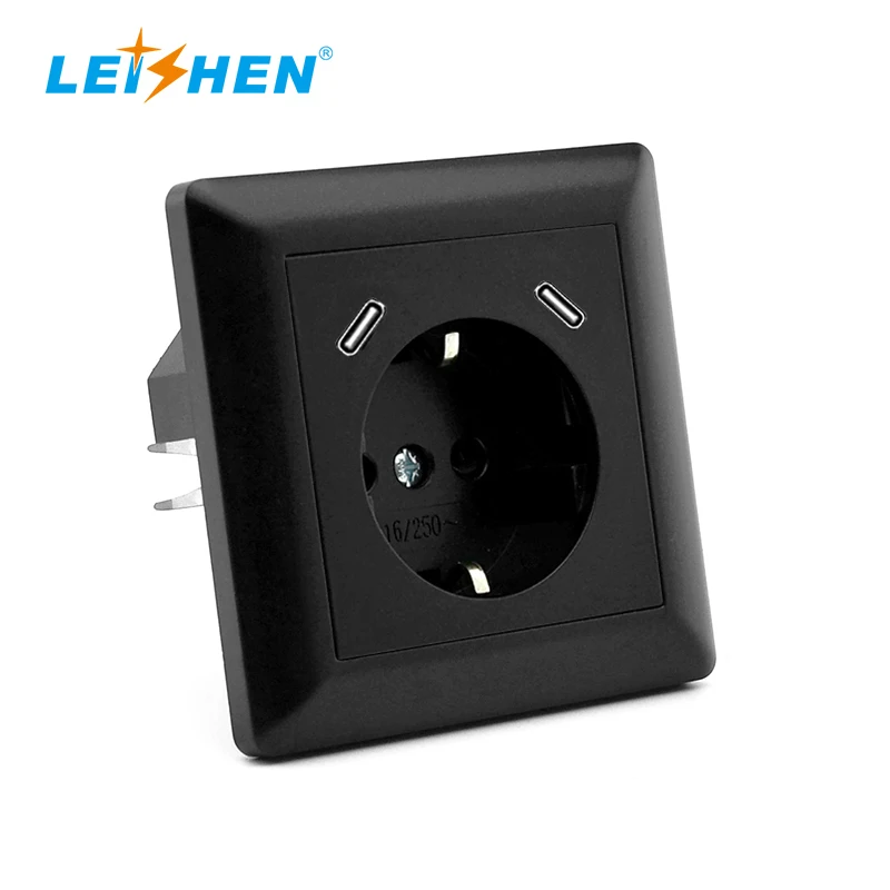 Wholesale OEM System 55 German Socket PD 18W Quick Charge Flush-Mounted Dual Type-C/USB-C Schuko USB Wall Socket