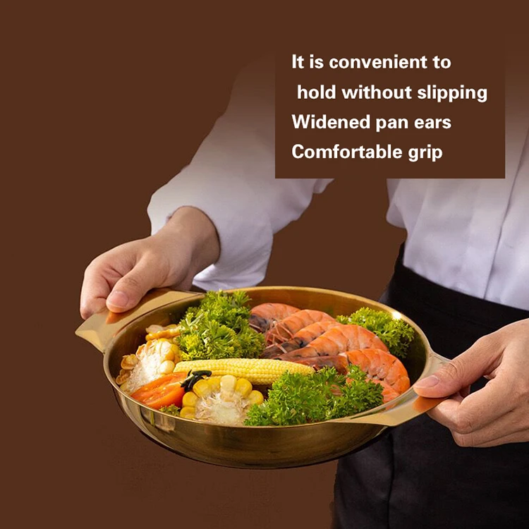 Factory Wholesale Korean soup pot seafood dry pot small hot pot cookware non-stick stainless steel cook pan paella pan