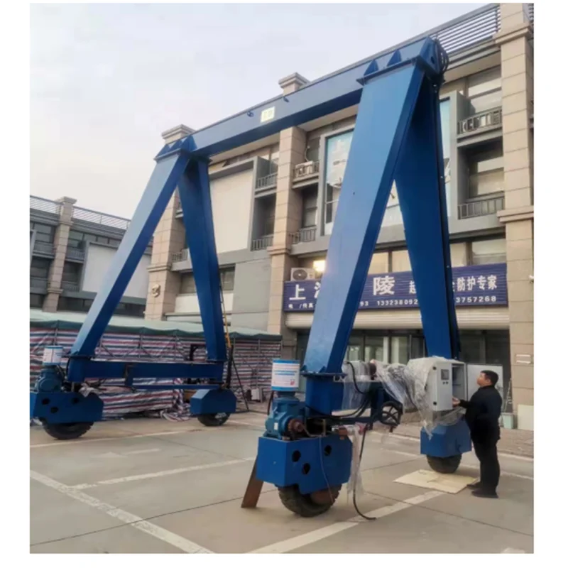 3t to 20t heavy duty MH model rubber tire mobile gantry crane single beam mobile crane