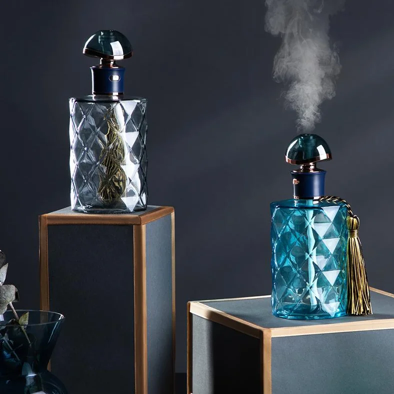 Hot Selling Mini Glass Ultrasonic Humidifier Aroma Diffuser 3 Mulitiple Colors Electric Usb 330ml Humidifier for Bedroom