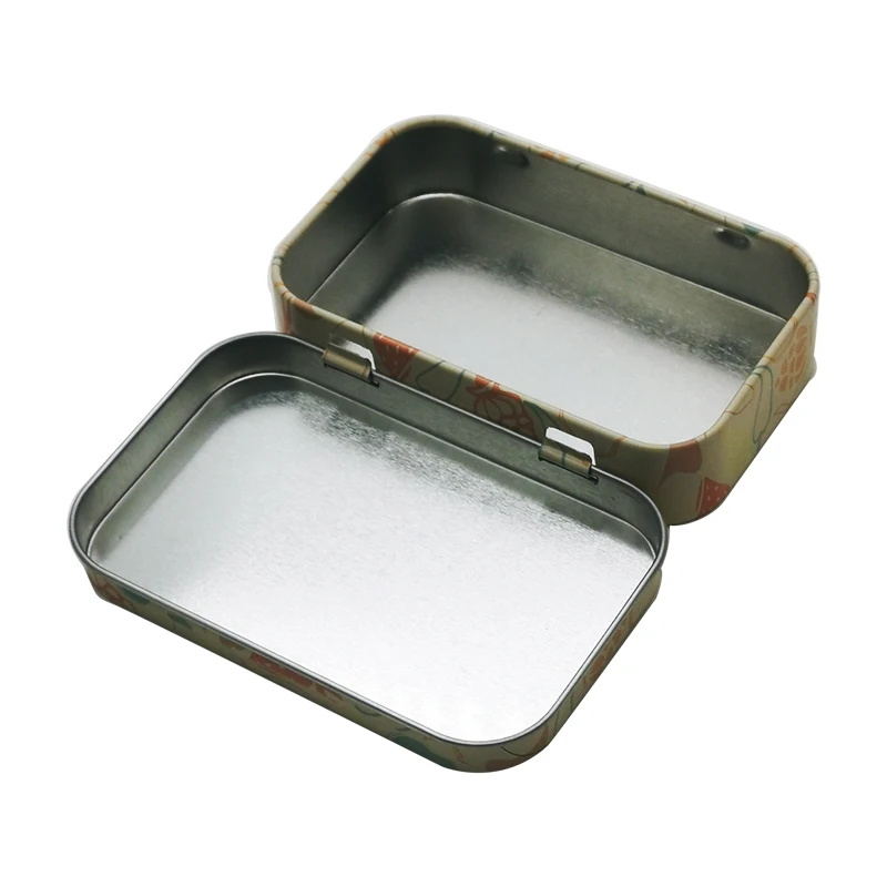 New Arrival Food Grade Child Proof Small Hinge Tin Box  For Candy Mint Pill Portable