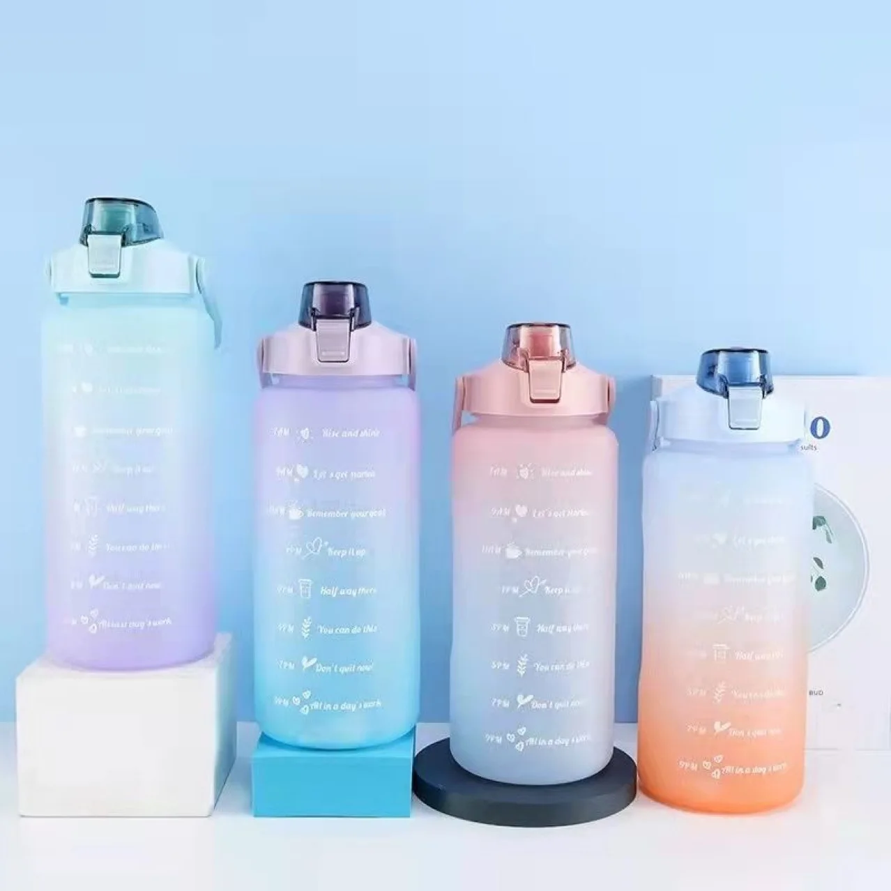 Time-limited Discount Drinking Sport Water Bottle 2L 64Oz Plastic Motivational Water Bottles With Time Marker