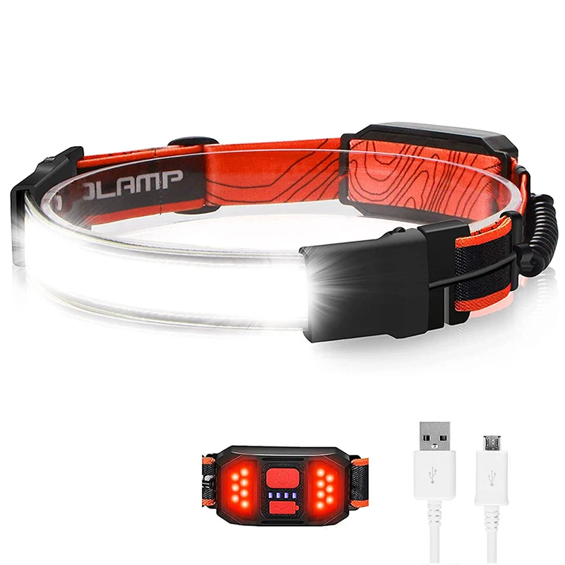 COB LED Front Head Flashlight Wide Flood Light USB Charging headlamps COB Beads Head Lamp Hard Hat Headlight