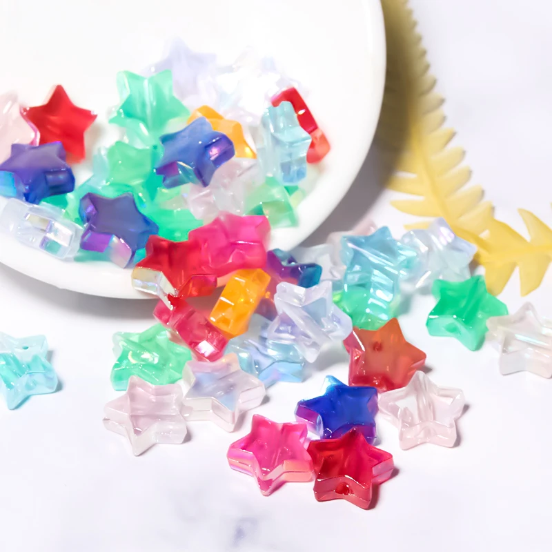 
100pcs 11mm Transparent AB Color Five-pointed Star Acrylic Beads Loose Spacer Beads for Jewelry Making DIY Bracelet Accessories 