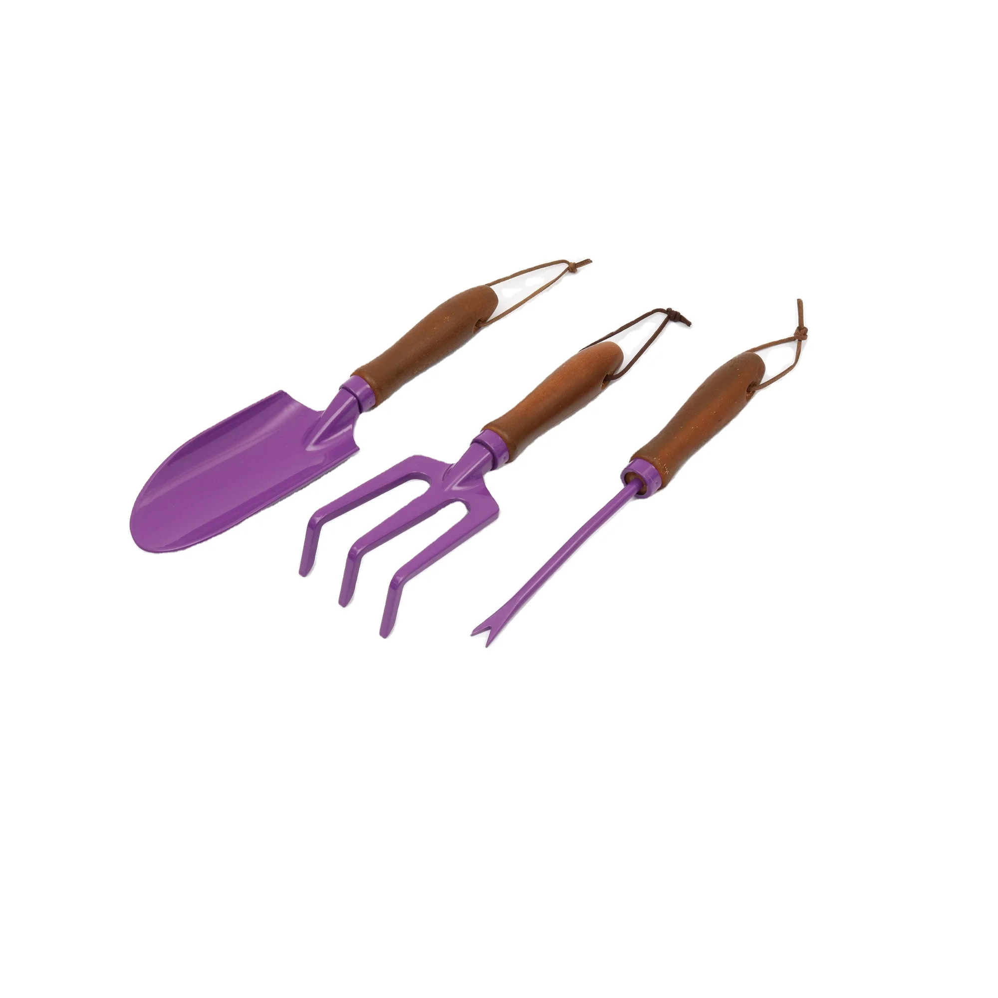 Reusable Portable 3 piece Spade Rake Weeder Garden Planting Tool Kit Aluminum Shovel Rake Root Cutter with Wooden Handle