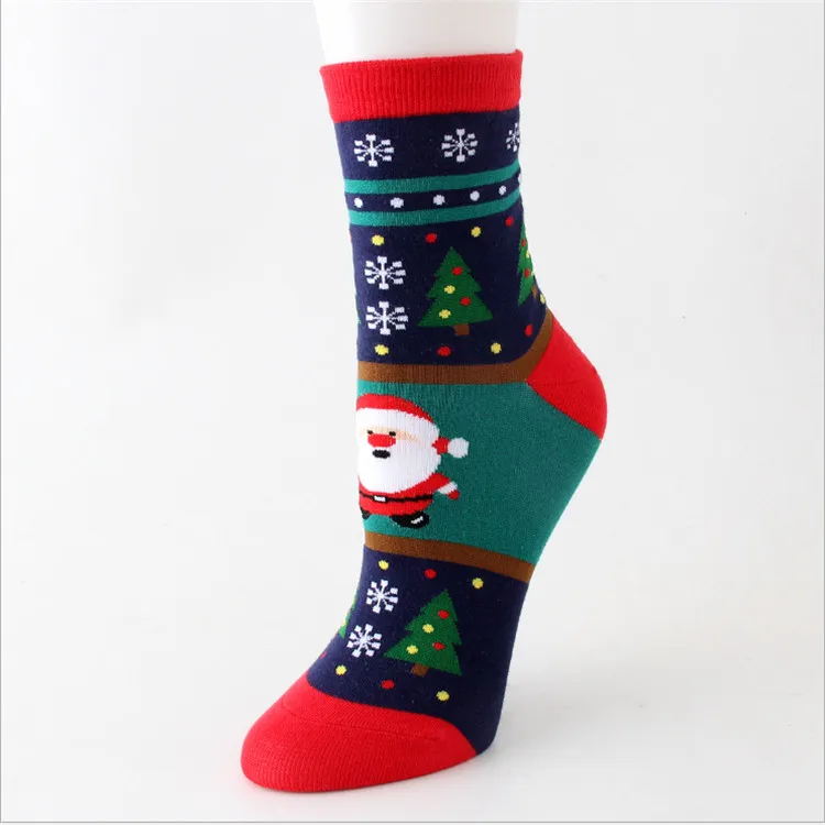 Fashion Christmas Tree Snowman  Jacquard Cotton New Christmas Socks Women
