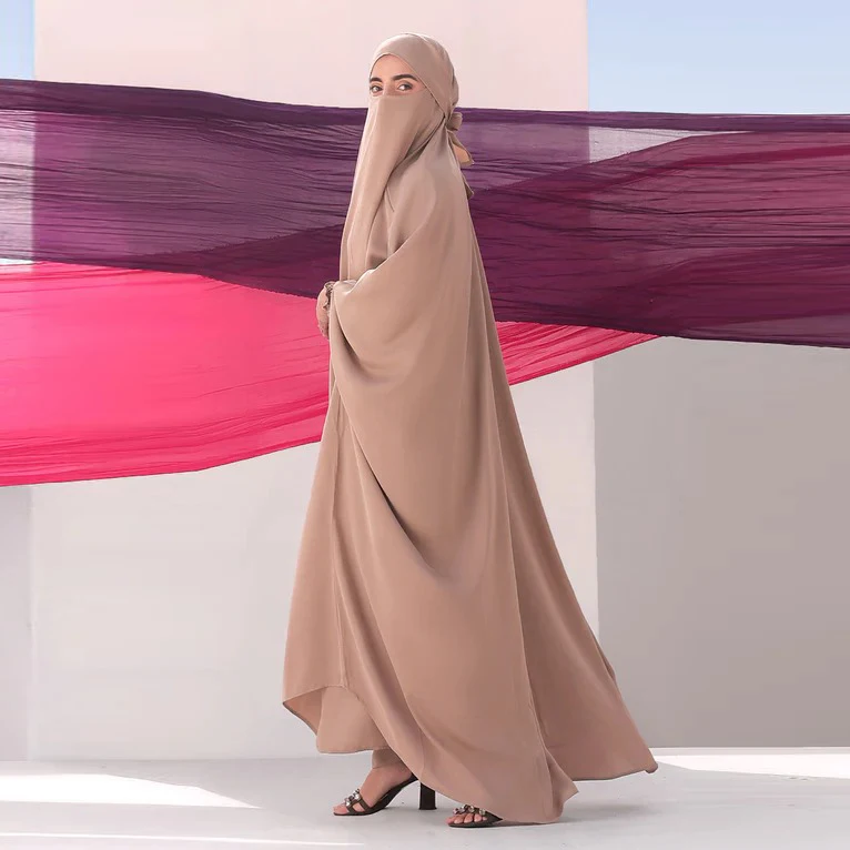 Latest  Jilbab Wholesale Muslim Solid Color Plus Size Dresses Islamic Prayer Clothing Women Casual Abaya khimar