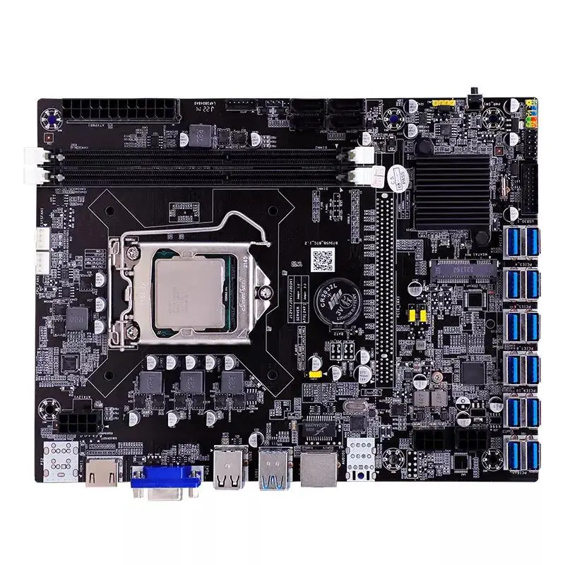 B75USB-BTC V1.2 12GPU комплект материнской платы с G4400 процессор 64 gb Оперативная память LGA 1151 16x VER009S PCIE Riser графика слот