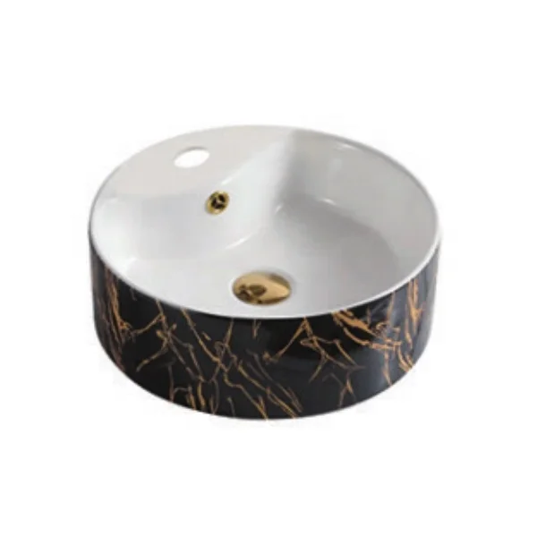 Bathroom Vessel Sink Wash Basin on Countertop Hand Painting Ceramic Modern Oval Washing Hands Pedestal Sinks 3 Years Grade AA 6L