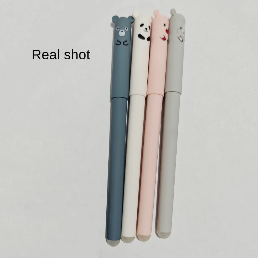 Cross-border hot selling wordless Bear pen cartoon erasable 0.5 needle crystal blue Mo easy water-based