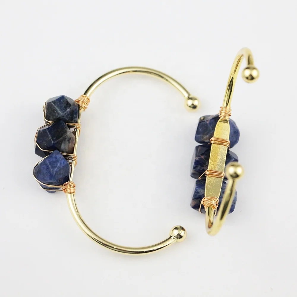 LS-A1177 trendyjewelry содалит из бисера браслеты натурального камня с помощью проволоки ручной работы золотой браслет манжеты дешевая оптовая продажа