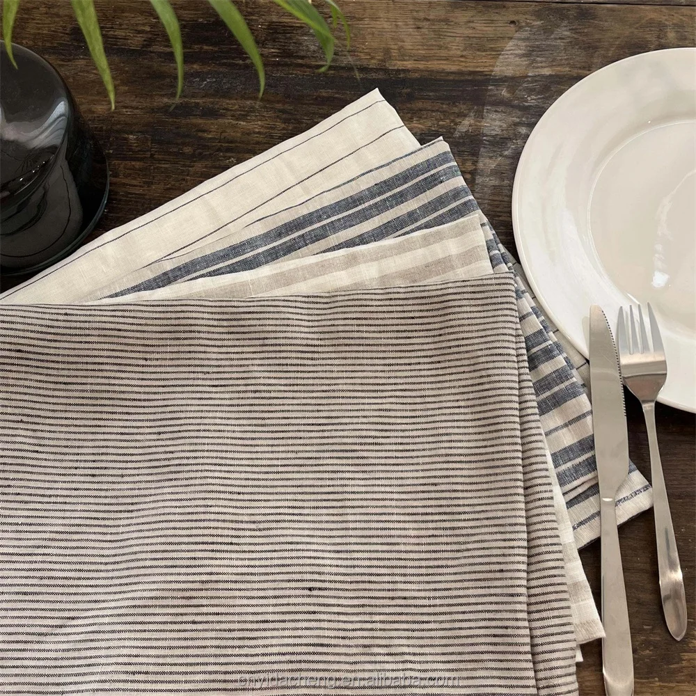French linen 100% wholesale gingham tea towels striped customize print kitchen dish towel eco friendly two tone linen tea towel