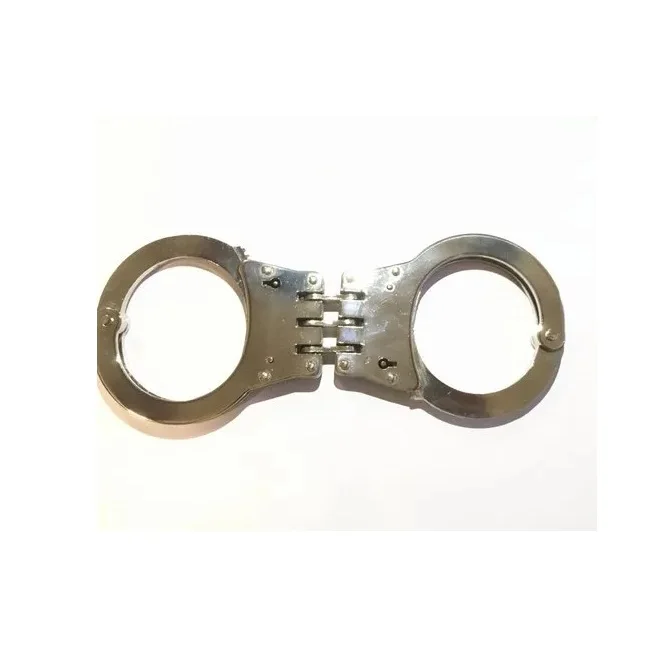 Excellent Quality Silver Nickle Plating Heavy Duty Hinged Handcuffs Made in Mild Steel Available at Wholesale Price