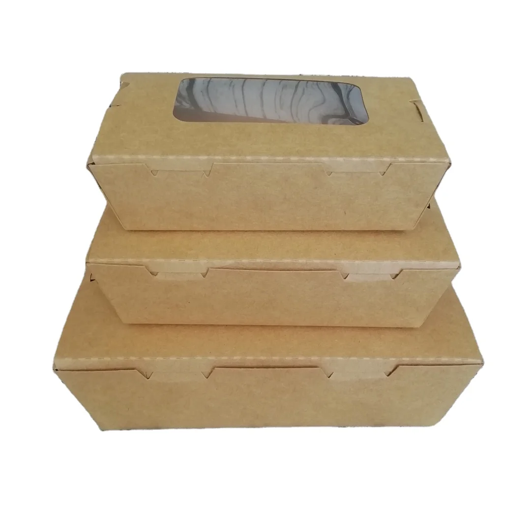 new design kraft paper take away food packaging box with transparent window