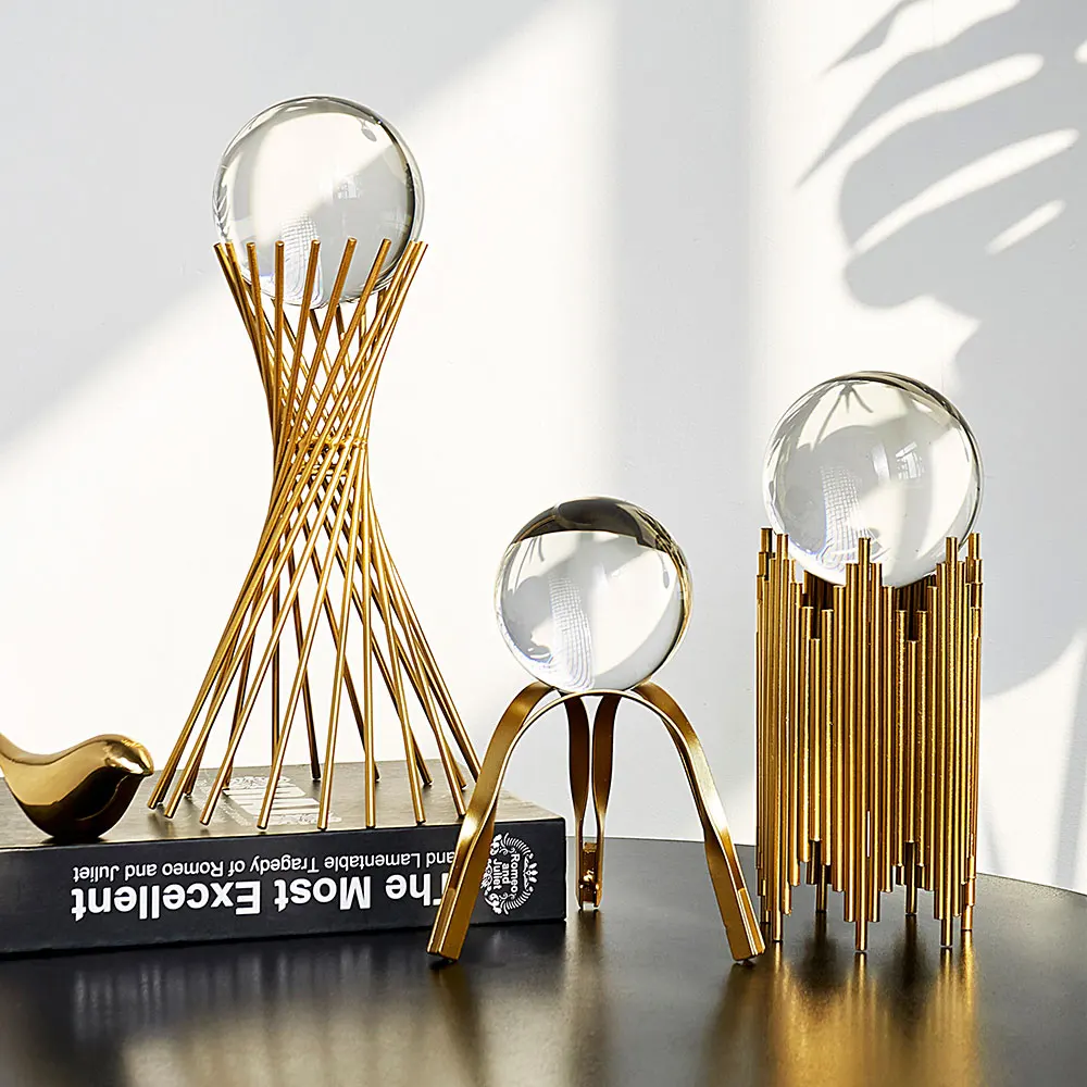 
Hot-selling wrought iron glass ball ornaments light luxury creative other home decorations 