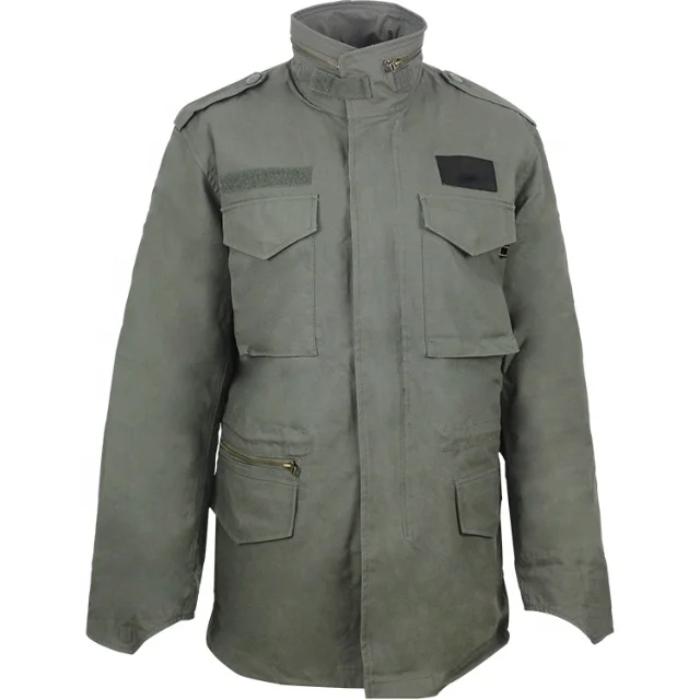 Оливково-зеленая Военная м65 Полевая куртка с воротником-стойкой, универсальная мужская куртка с передними карманами