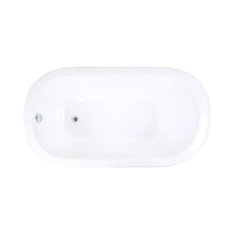Cast Iron Freestanding Square Bath Tub Solid Enamel Surface Flat Rim Bathtub On Lion Paw Feet