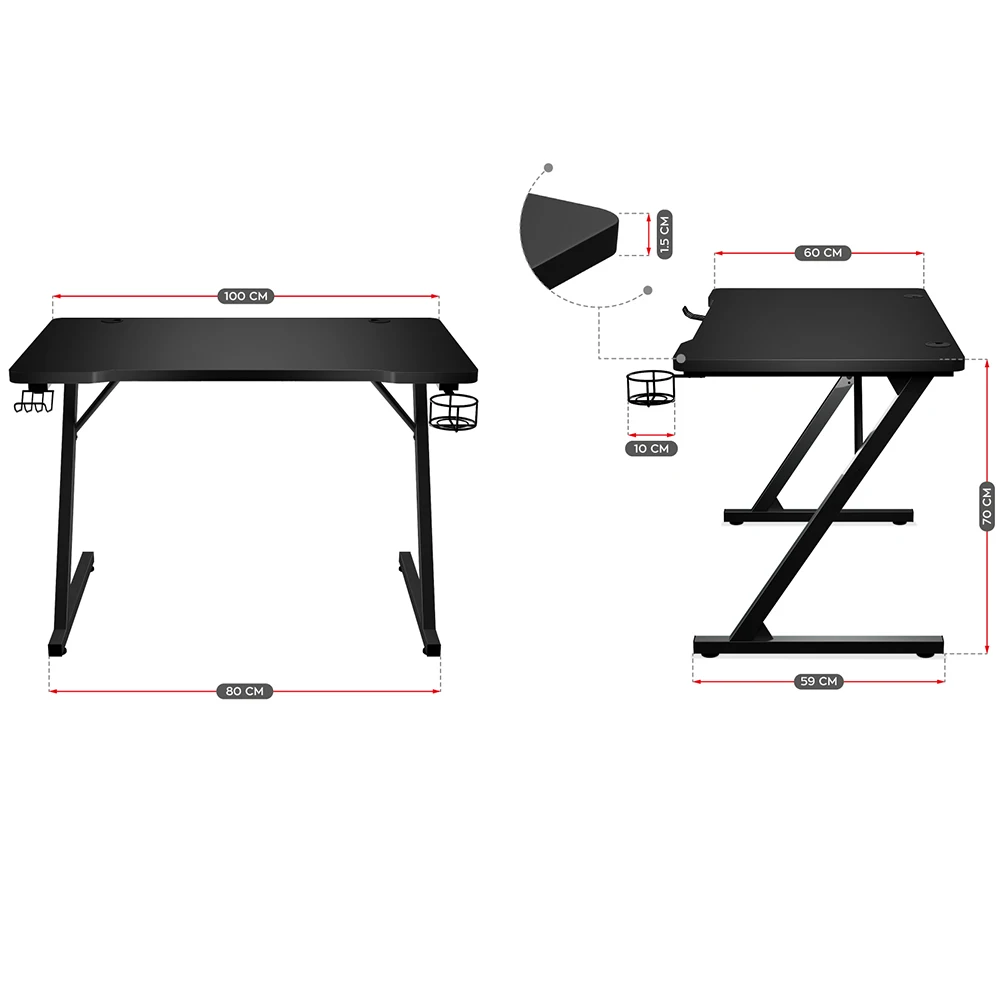 China Manufacturer Cheap Z-Shaped Computer Gaming Desk PC Racing Standing Table With RGB Light OEM Suppliers