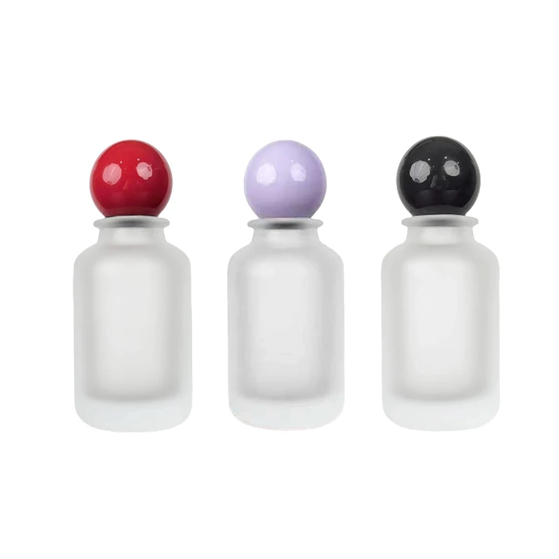 High quality fashion frosted perfume bottle 30ml 50ml 100ml empty glass perfume spray bottle with ball cap