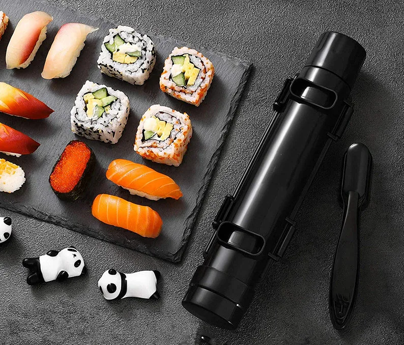 Plastic Sushi Maker Kit Bamboo Mat All In One Sushi Making Set With Bamboo Chopsticks Paddle Sushi Mold
