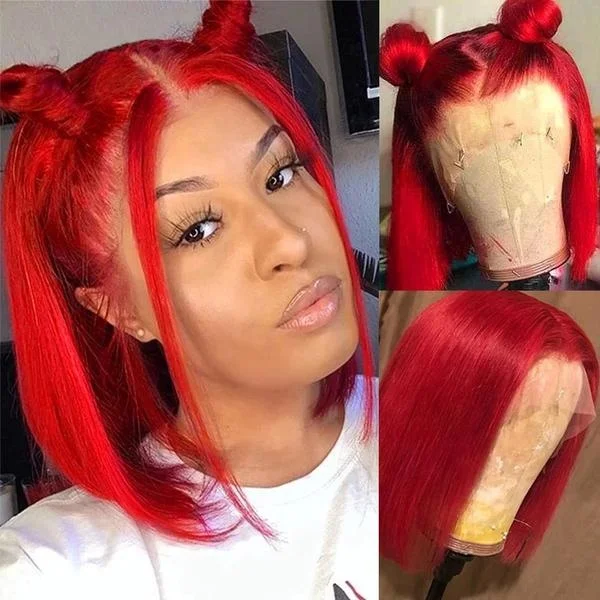 Blue Color Peruvian Virgin Human Hair Short Cosplay Bob Lace Wigs Preplucked Human Hair Wig