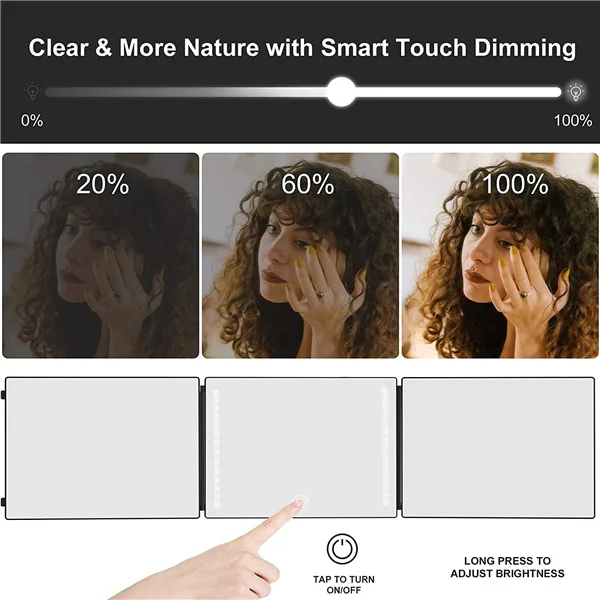 Self Hair Cutting Rechargeable LED light 3 Way Mirror