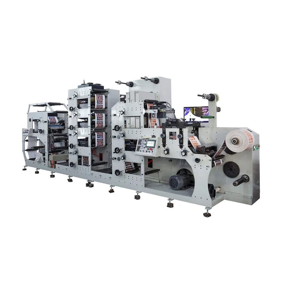 
HJRY-420 4+3 full automatic Water Oil Food label Roll to 7 color flexo label printing machine 