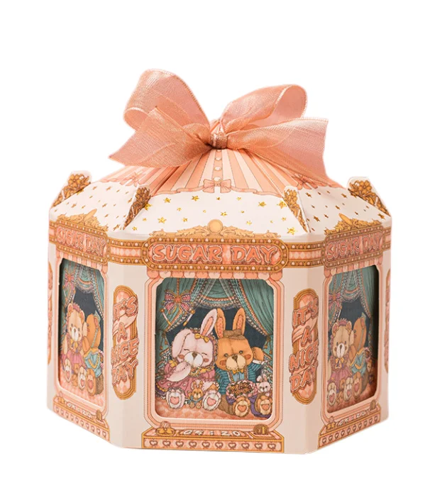 merry-go-round new year party christmas baby shower wedding favor small candy door gift packaging paper box