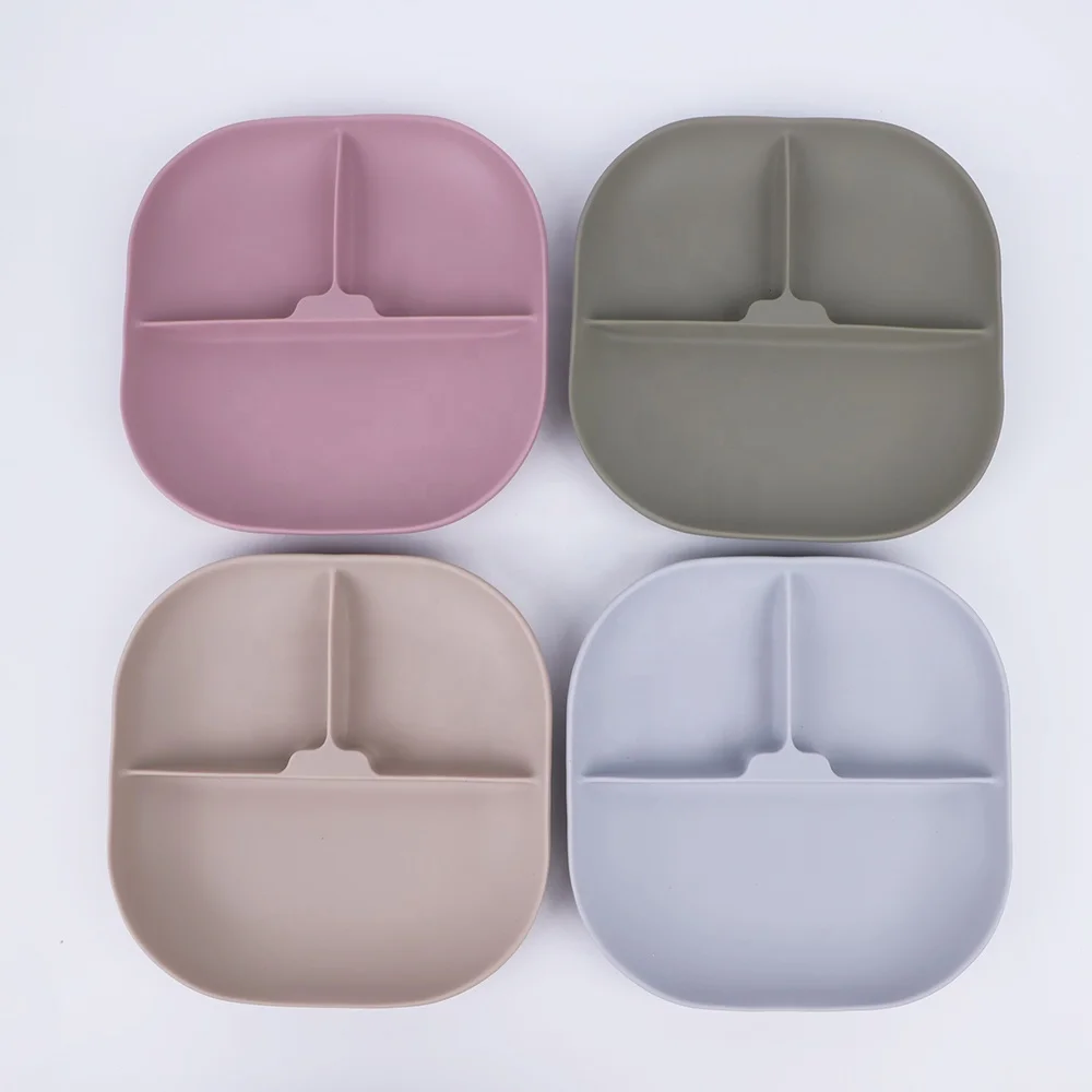 Custom No Suction Tableware Baby Feeding Plate Dishes Baby Silicone Plate Dinnerware Toddler Food Feeding Baby Plate For Child