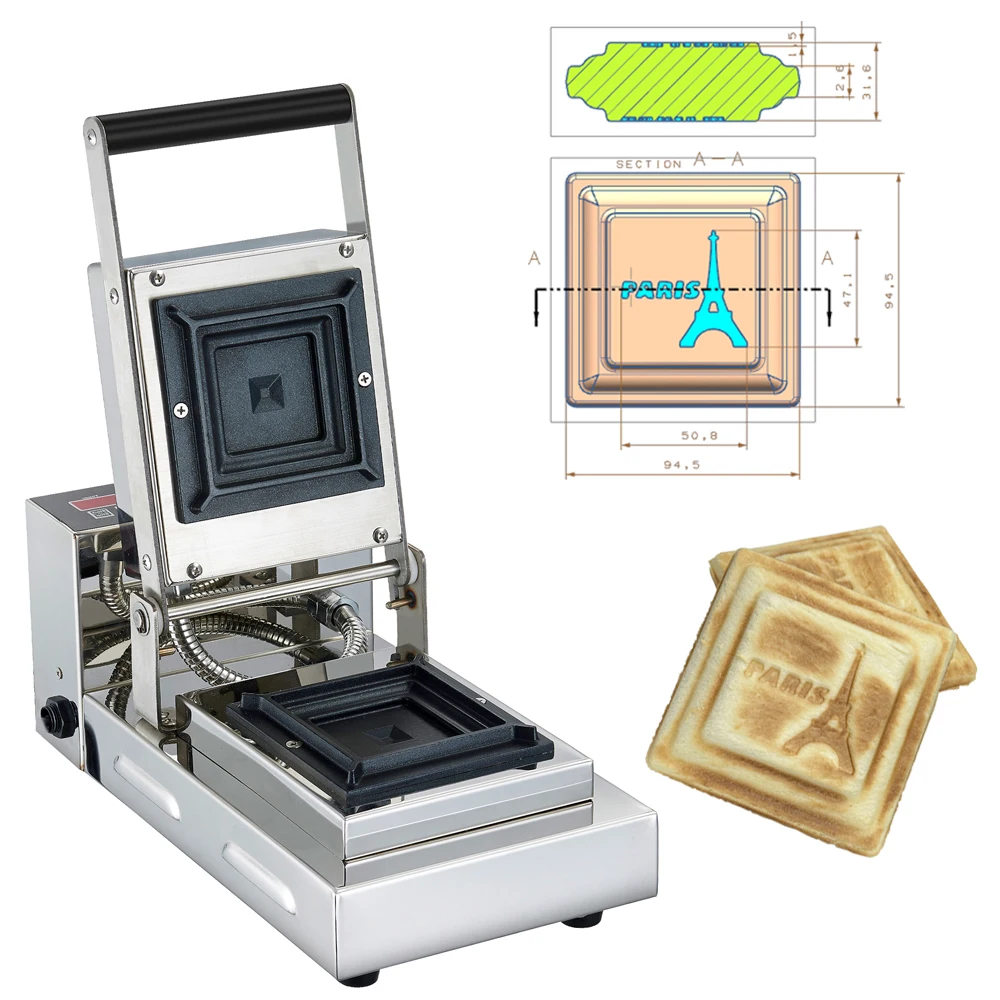 Electric Commercial Customized Toaster Machine for Small Business Idea Industrial Pocket Square Waffle Sandwich Burger Makers