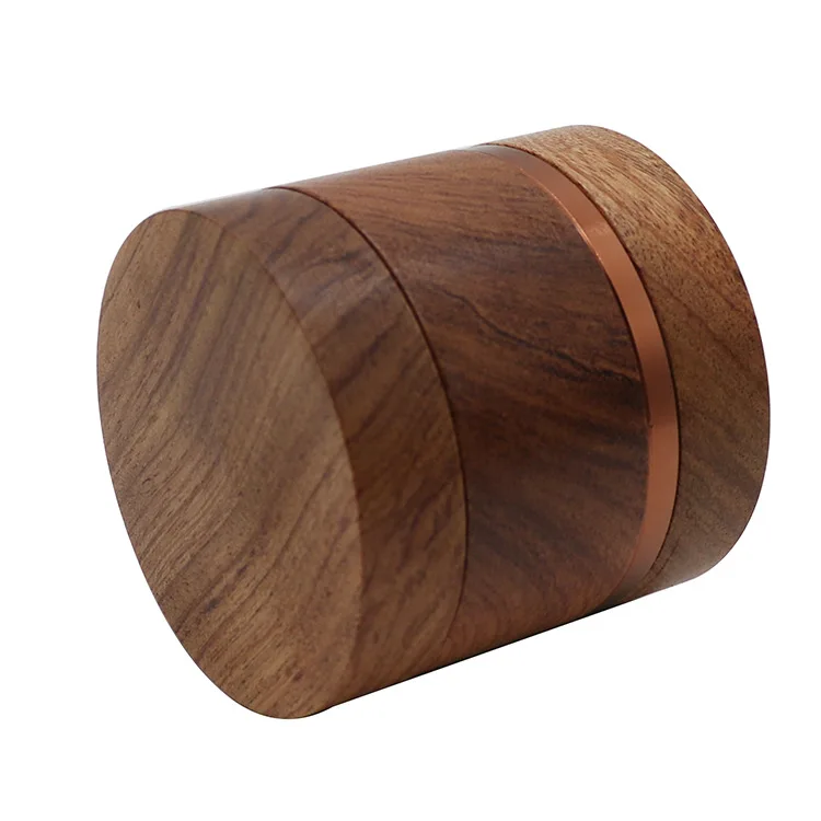 MUXIANG Custom logo wooden hand tobacco grinder  herb  elegant shape 4 pieces 60mm crusher