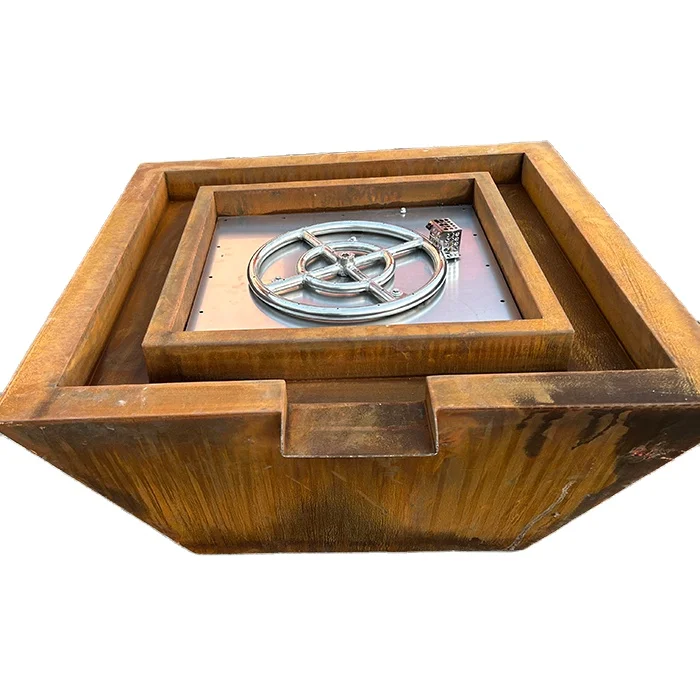 outdoor firepit with water feature fire pits with waterfall for pool outdoor rectangular corten steel fire pit