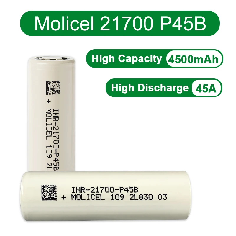 100% original high performance high capacity Molicel 21700 P45B 4500mah 45A beat molicel P42A