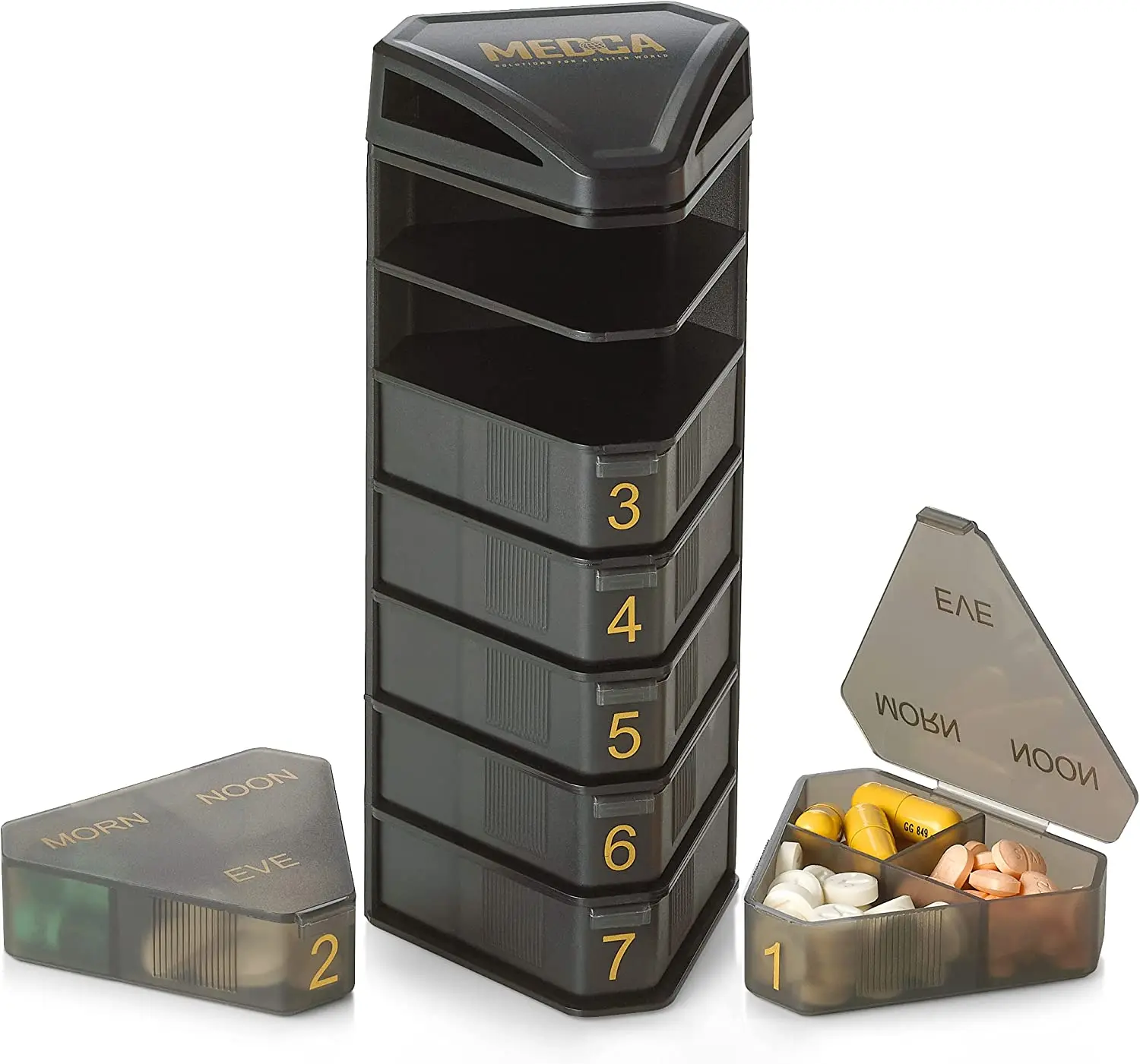 7 Days Black Mamba Portable Pill Container Box Customized New Travel Weekly Pill Organizer