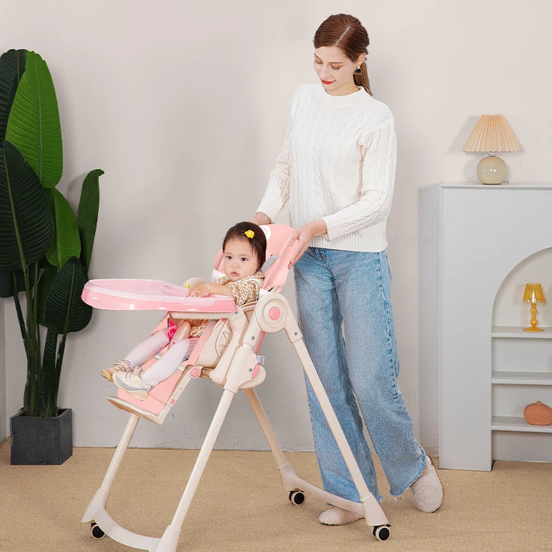 Adjustable High Chair Removable Tray Multifunction Toddler Kids High Chair for Feeding Hot Selling Baby Folding