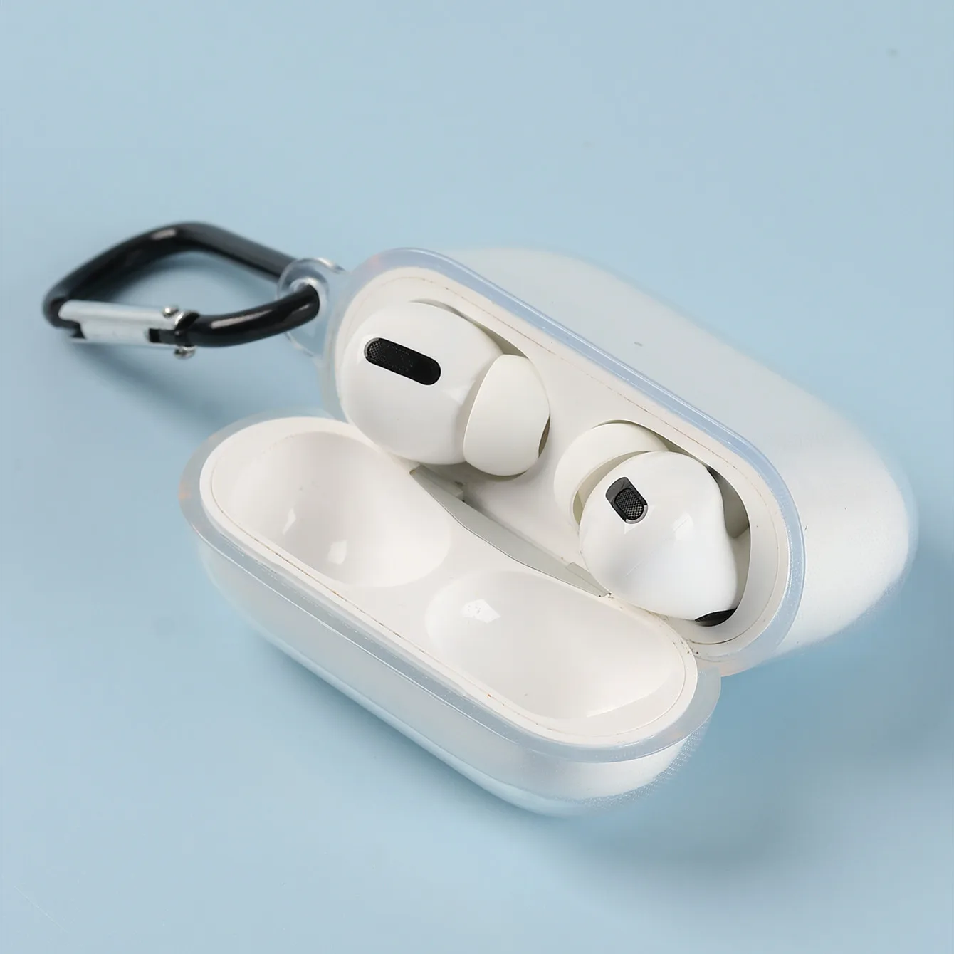 Soft TPU Transparent Clear  Color Case for  Airpods Case with Metal Shackle For Apple Airpods 1 2 pro