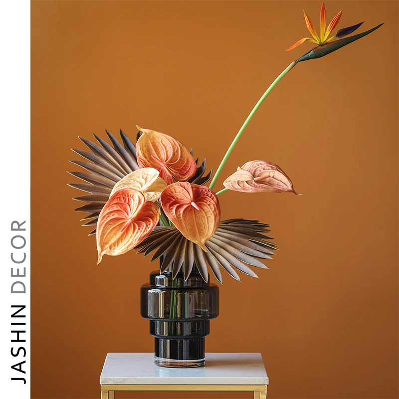 Nordic Creative High Quality Hand Blown Colored Tall Cylinder Flower Arrangements Glass Vases for Home Decor