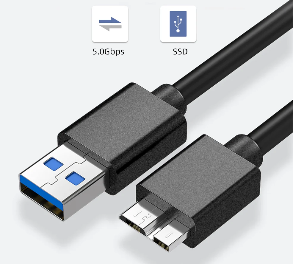 
Customized Fast Charger USB 3.0 to Micro-B Data Transfer Micro B USB3.0 Cable For Hard Drive Disk 