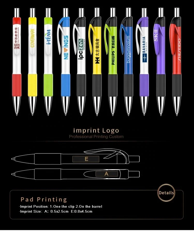 cheap promotional ball point pen gifts Customized Logo better quality plastic Grip Click Balpen ballpoint writing pens