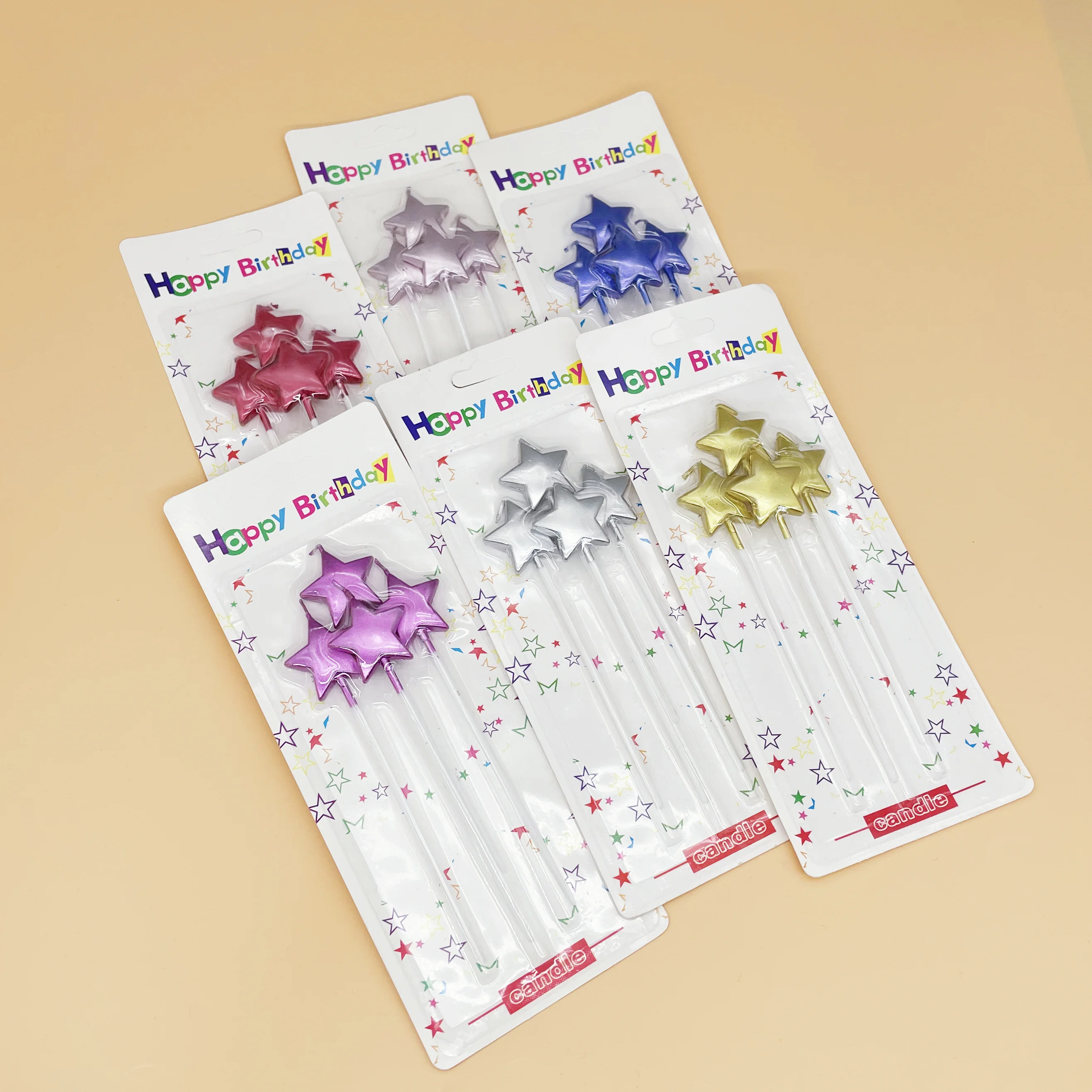 Fashion pastel birthday cake star number candle