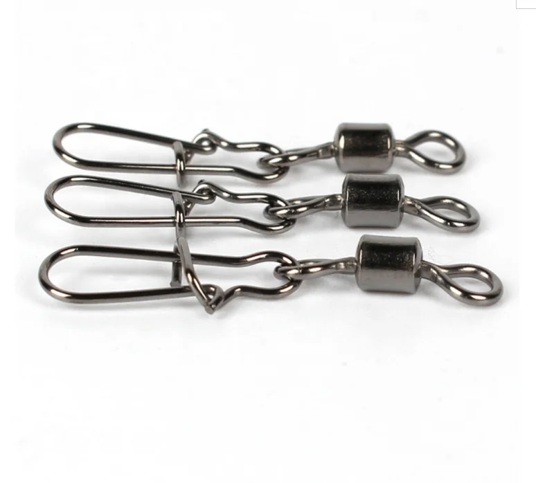 In Store Stainless Steel Connector Bait Spinner Fishing Lure Rolling Swivel With Fast Lock Snap Hook Rotating