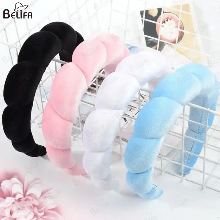 New Custom Twist Sponge Hair Headbands Spa Hairbands for Women Fabric Head Band for Skincare Face Makeup Hair Hoop