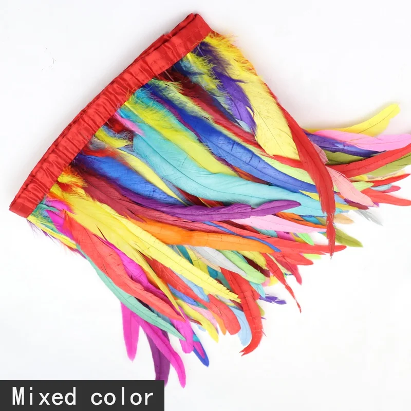Manufacturer Decorative rooster plumas feather bleached and dye blue materia Carnival tone color coque tail fringe trim
