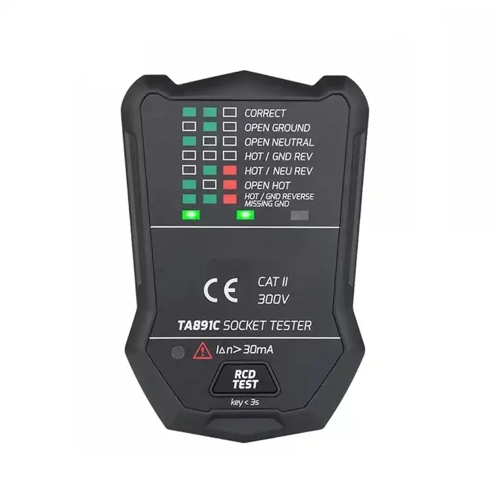 Wholesale TA891C 175V~250V Voltage Tester EU Plug European Socket Tester