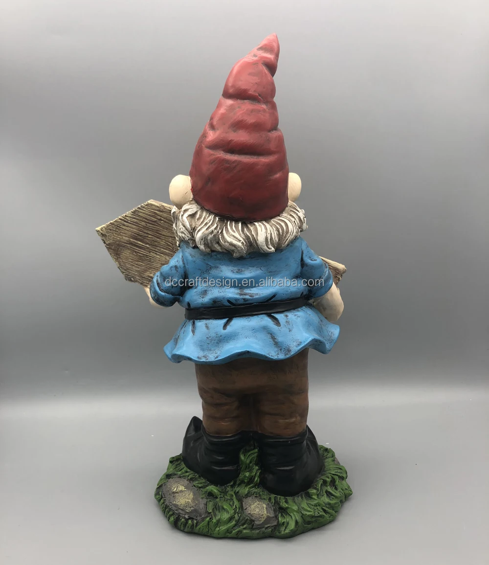 Custom Home Decoration Fairy Resin Welcome Gnome Statue Large Outdoor Gnome Sculpture