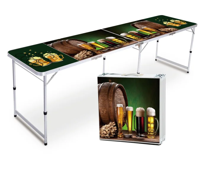 Custom 8-foot Folding Aluminum Alloy Frame Beer Pong Table Game Outdoor Tables For Christmas And Drinking