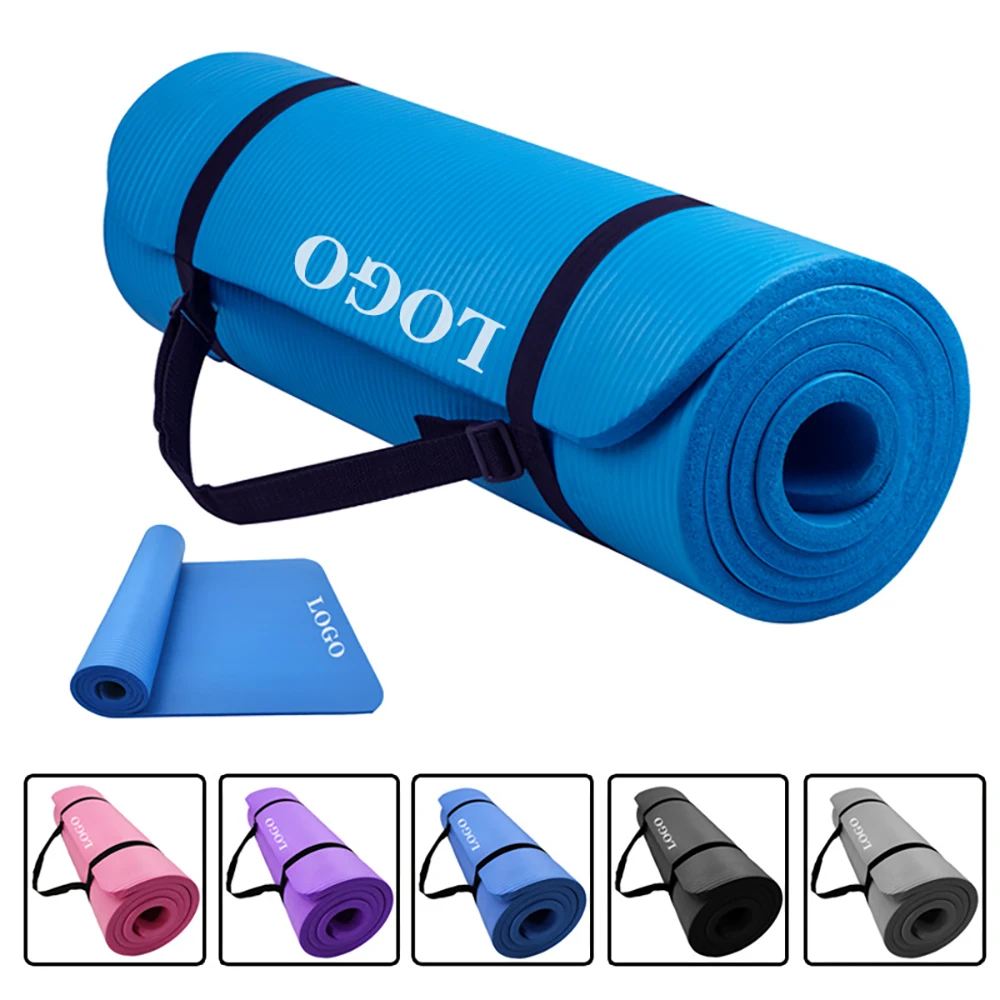 Hot Sale Non Slip Gym Home 10mm Thick NBR Fitness Yoga Mats with Strap for Women